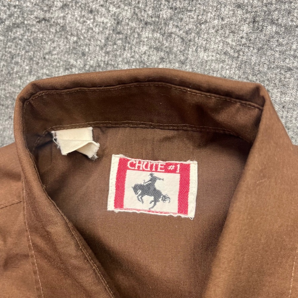 Vintage Chute 1 Shirt Mens M? Brown Western Pearl Snap Long Sleeve‎ Cowboy Yoke - Picture 9 of 16